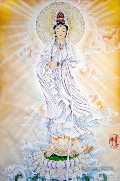 Godness de la miséricorde dans les nuages bouddhisme Peinture à l'huile